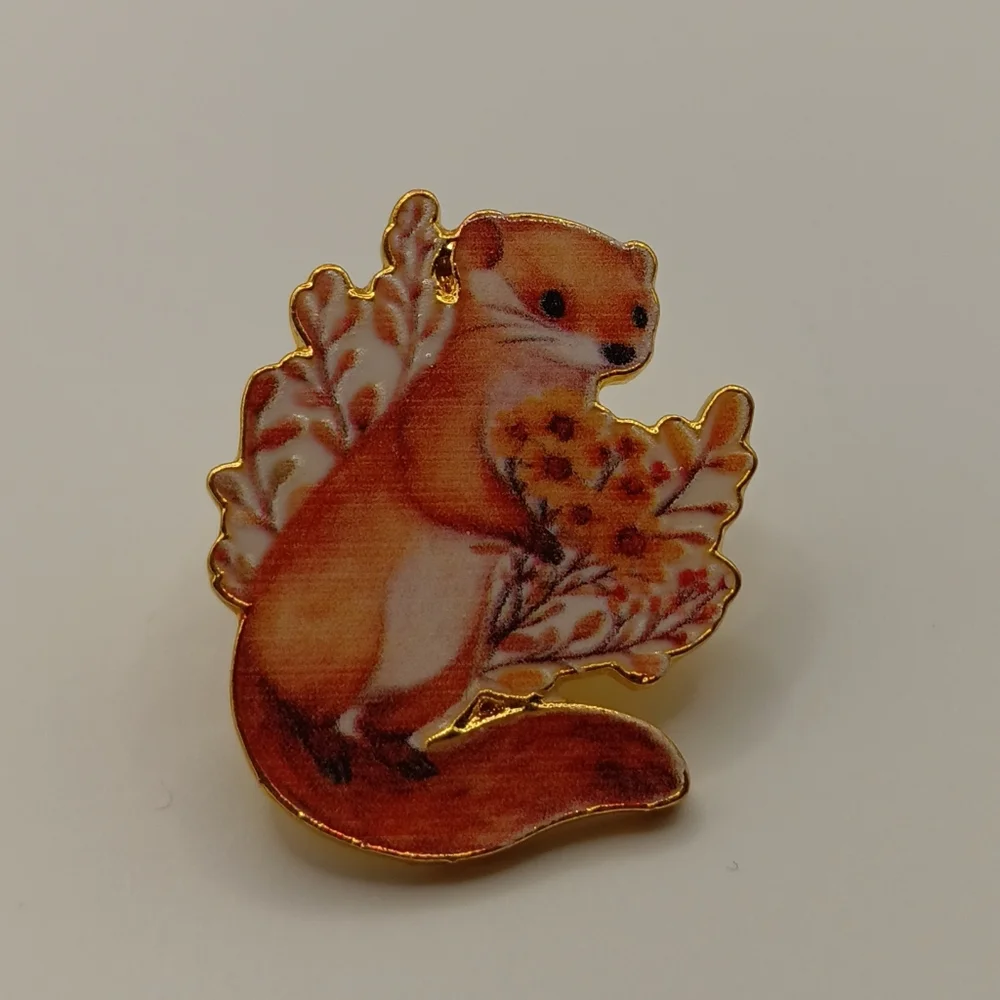 Fall Otter Sweater Pin, Whimsical Autumn Forest Brooch, Jewerly
